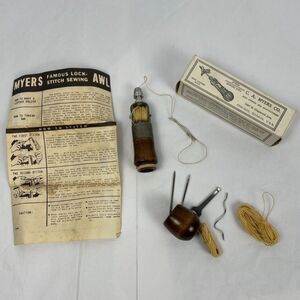 Vintage C.A. Myers Lock Stitch Sewing Awl Set with Original Box & Manual USA